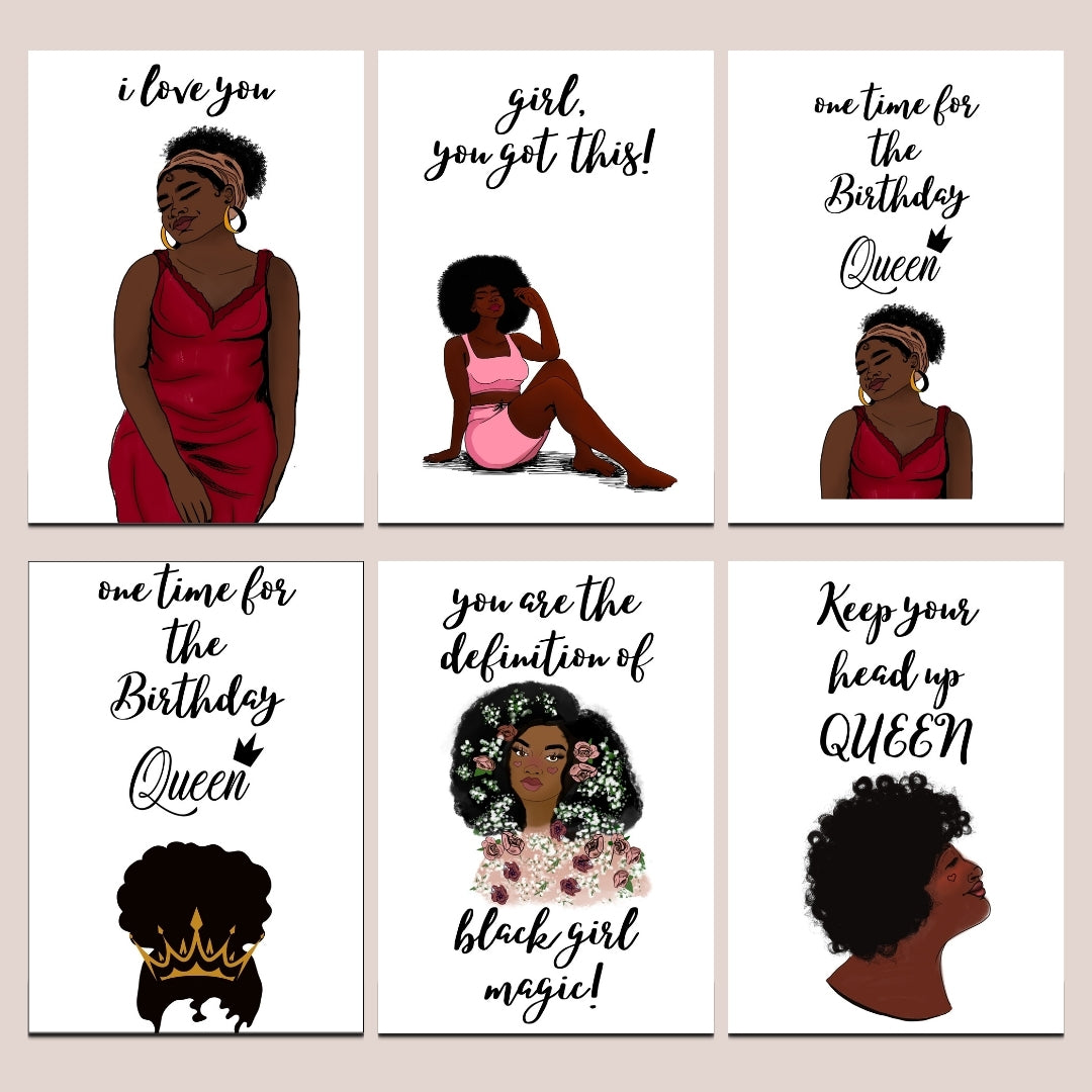 Black Girl Greeting Card 6 Pack Bundle