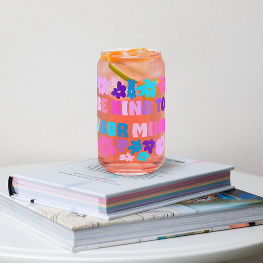 Be Kind To Your Mind 16oz Can-shaped glass