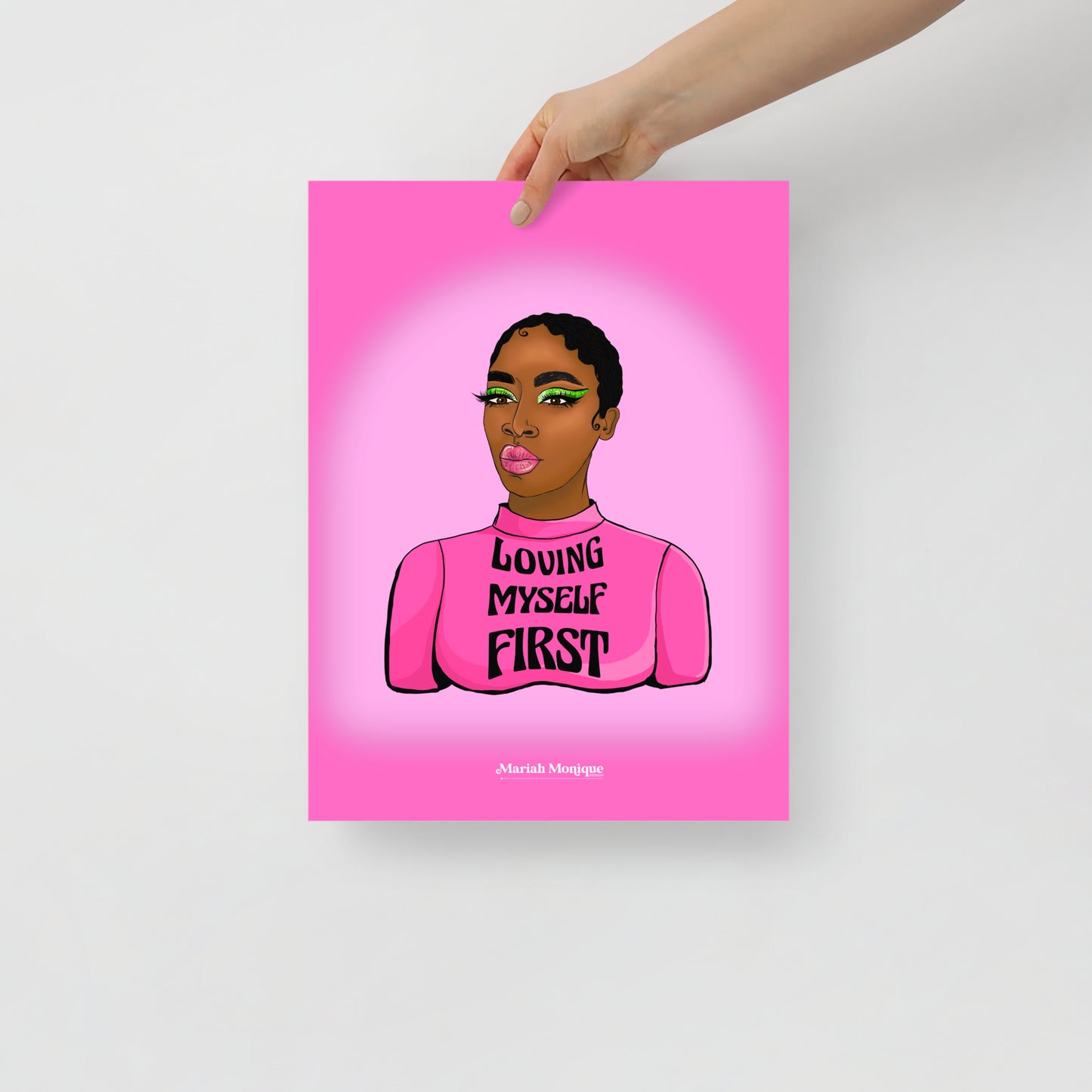 Loving Myself First Black Woman Pink Poster