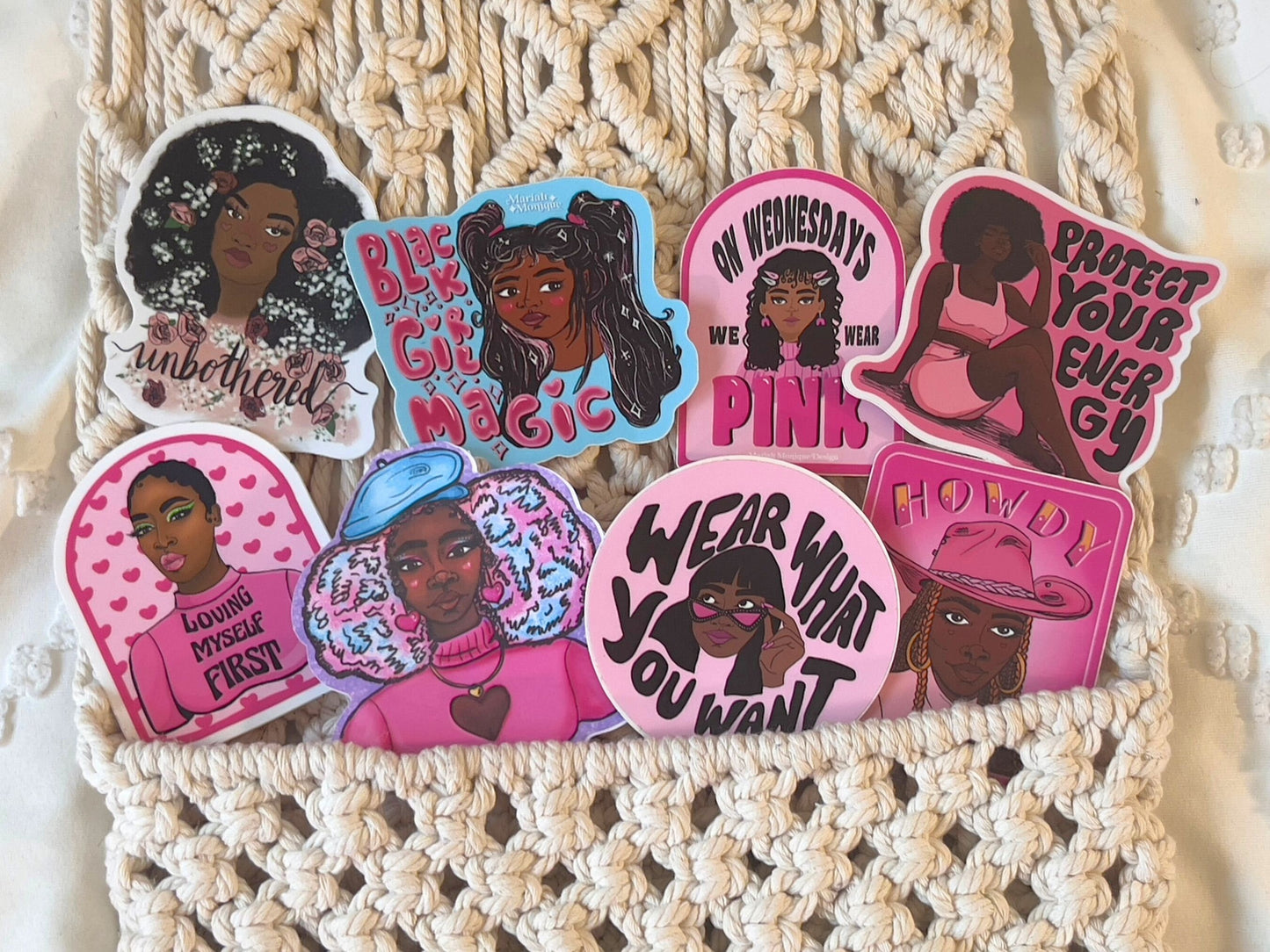 Love Yourself First Black Woman Quote 3in Pink Matte Vinyl Waterproof Sticker, Black Girl, Unbothered, Weatherproof Sticker, Self Love