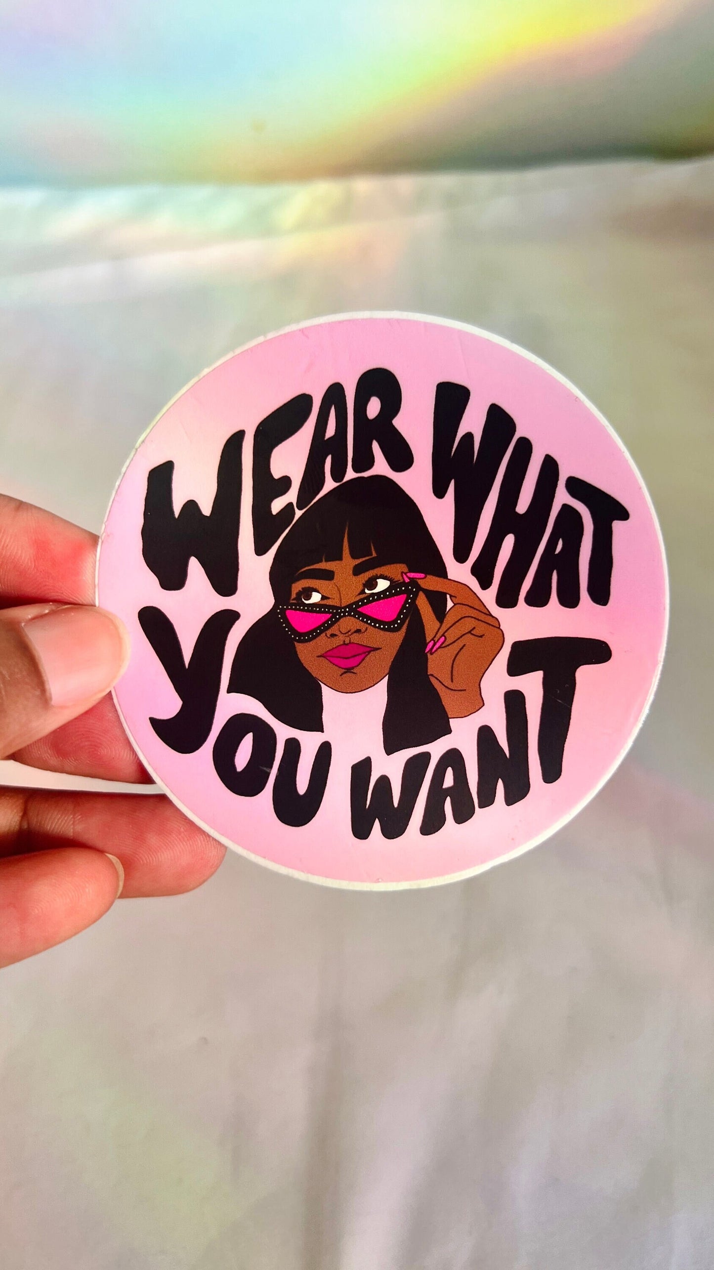 Wear What You Want, Black Woman Quote 3in Pink Matte Vinyl Waterproof Sticker, Black Girl, Unbothered, Weatherproof Sticker, Body Positive