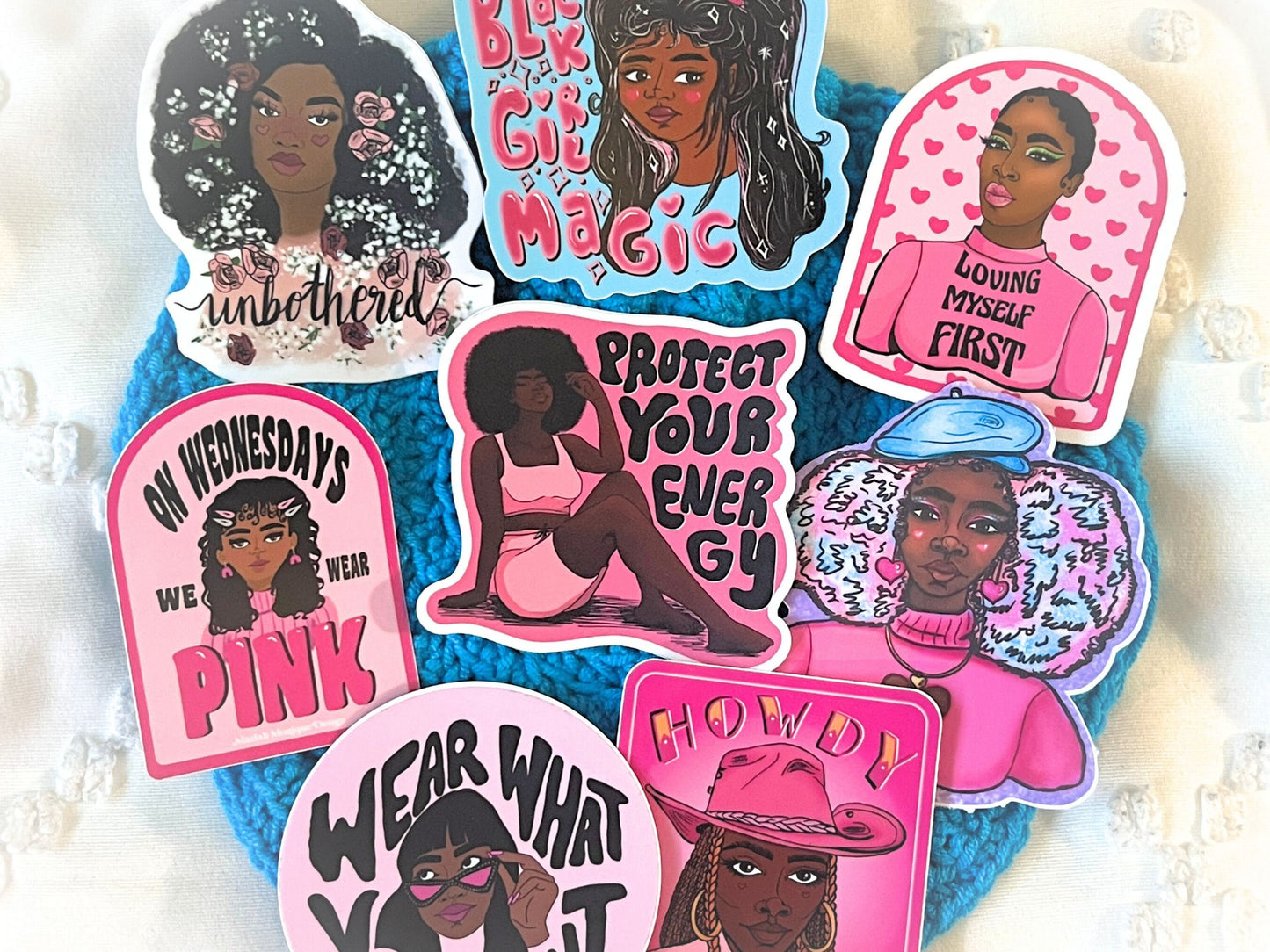 Love Yourself First Black Woman Quote 3in Pink Matte Vinyl Waterproof Sticker, Black Girl, Unbothered, Weatherproof Sticker, Self Love