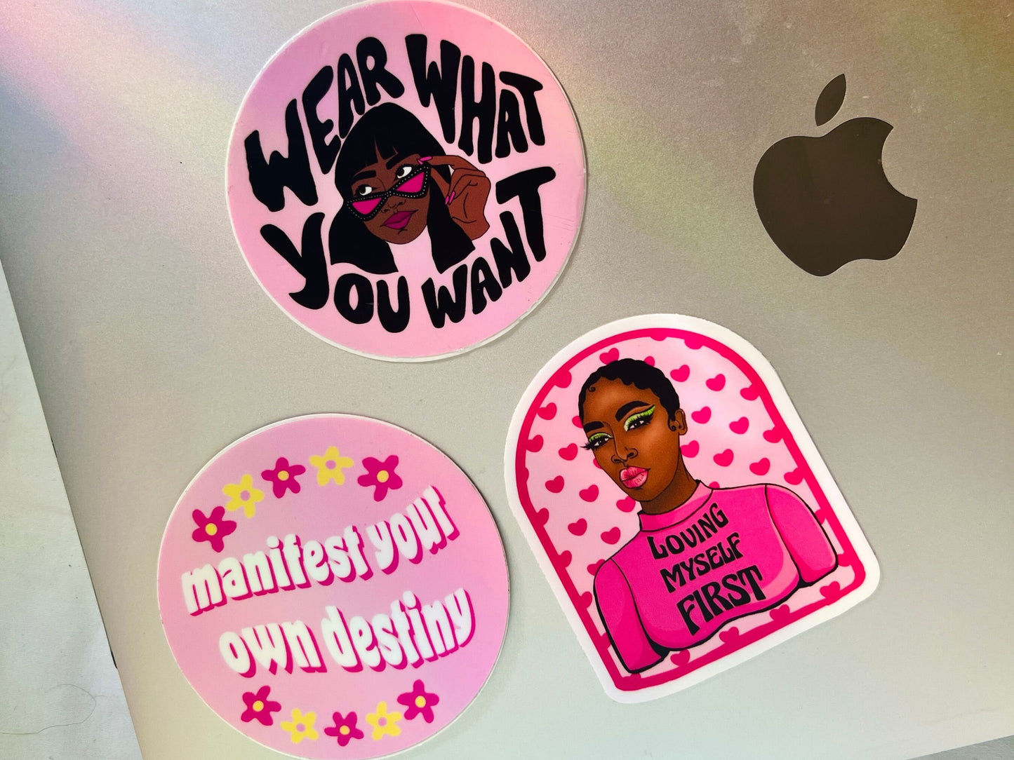 Love Yourself First Black Woman Quote 3in Pink Matte Vinyl Waterproof Sticker, Black Girl, Unbothered, Weatherproof Sticker, Self Love