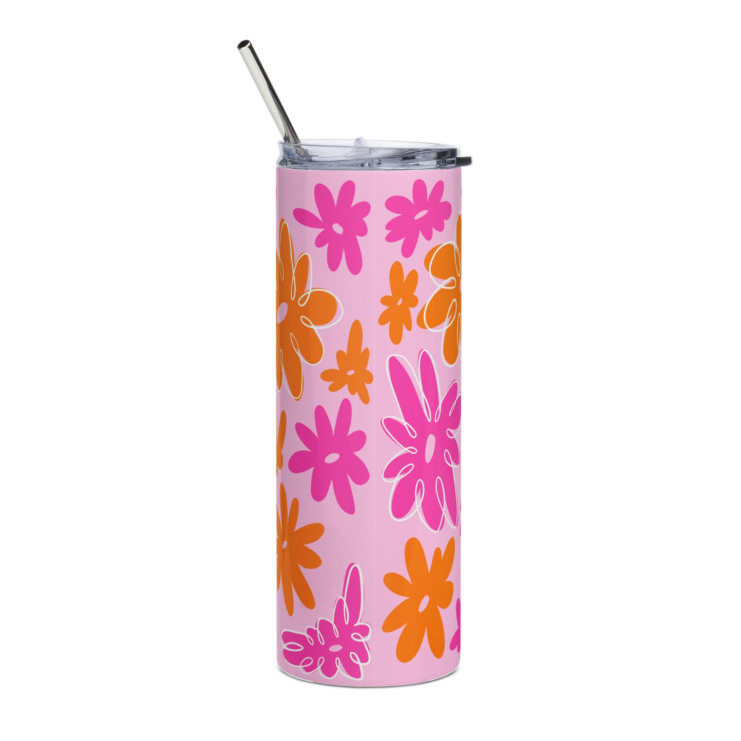 Florals Doodle Pink 20 ozStainless steel tumbler