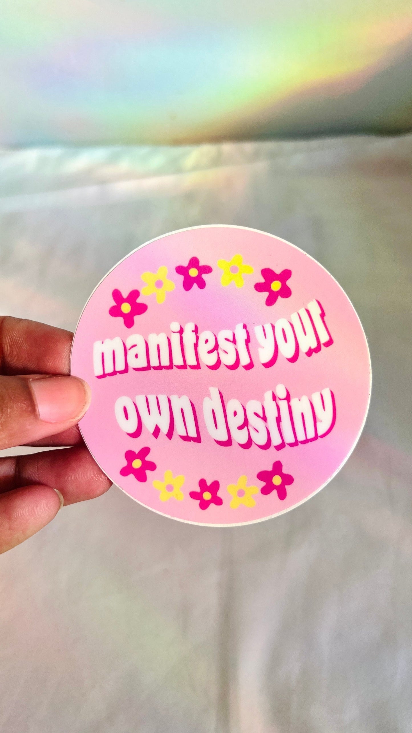 Manifest Your Own Destiny Quote 3in Pink Matte Vinyl Waterproof Sticker